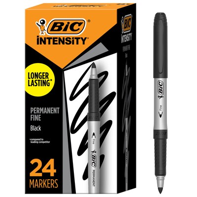 BIC Intensity Permanent Markers, Fine Tip, Black, 24/Pack (GPM241-BLK)