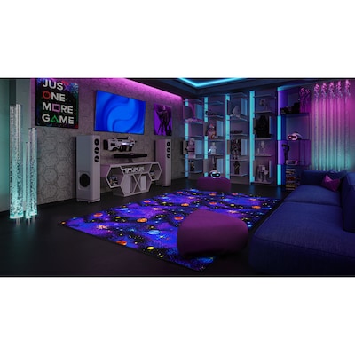 Joy Carpets Space Explorer Nylon 4' x 6' Machine Tufted Rug, Fluorescent (43N)