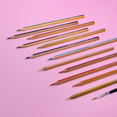 Lyra Graduate Watercolor Pencils Set Tin with Brush, Assorted Colors, 12 Pencils/Set, 2 Sets/Bundle (LYXL2881120-2)