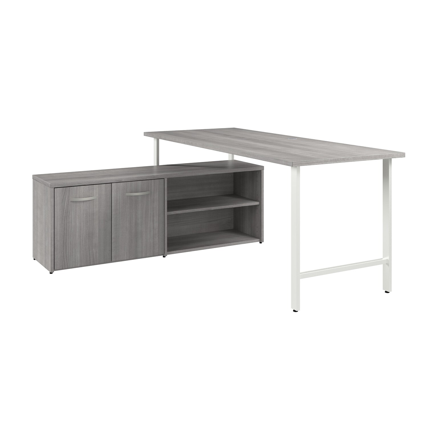 Bush Business Furniture Hustle 72W Computer Desk and Low Storage Cabinet with Doors and Shelves, Platinum Gray (HUS012PG)