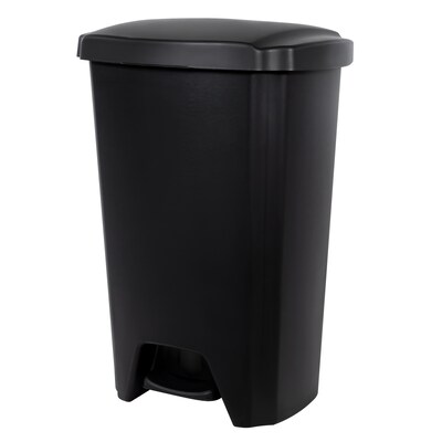 Hefty Step On Trash Can, Black, 12.2 Gallon, 2/Pack (2198HFTCOM075)