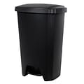 Hefty Step On Trash Can, Black, 12.2 Gallon, 2/Pack (2198HFTCOM075)