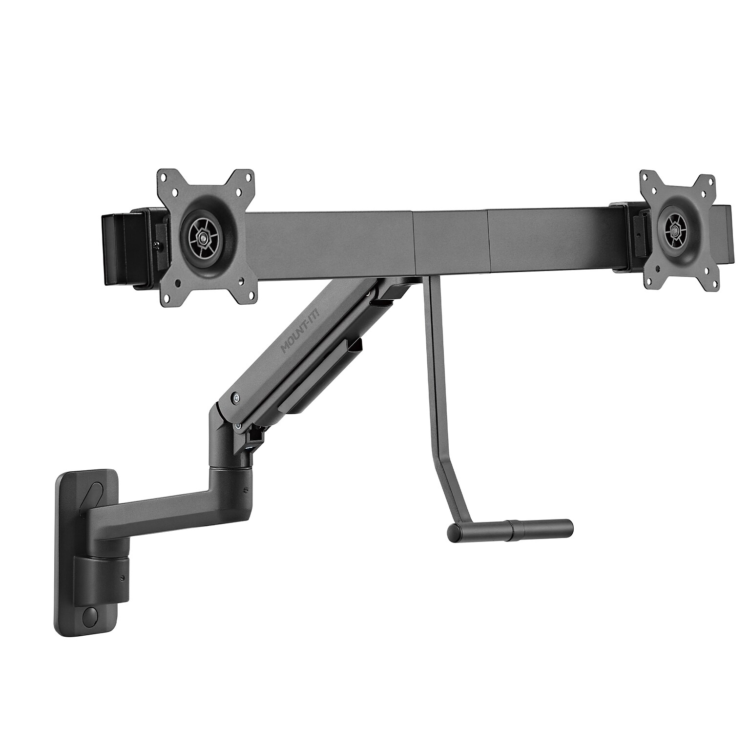 Mount-It! Adjustable Dual Monitor Wall Mount with Gas Spring Arm and Crossbar, Up to 32 Monitor, Black (MI-12010)