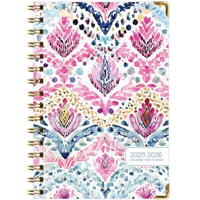 2025-2026 Global Printed Products Boho Ikat 5.5" x 8" Weekly & Monthly Planner, Paper Cover, Multicolored (NAD26-58-83)