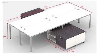 Boss Office Products Simple System 66W Desk with Storage Cabinet, Driftwood, 4/Set (SGSD017-202)