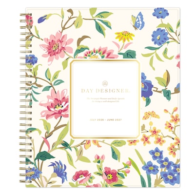 2026-2027 Blue Sky Day Designer 8 x 10 Academic Year Daily & Monthly Planner, Plastic Cover, Floral Cream (158169)