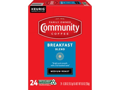 Community Coffee Breakfast Blend Keurig K-Cup Pod, Medium Roast, 24/Box (5000374324)