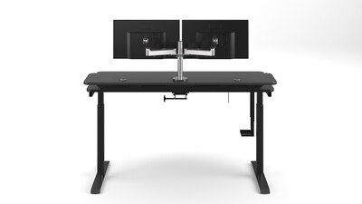 VersaDesk PowerLift Split-Level 60"W Electric Rectangular Adjustable Standing Desk, Black (PL2SD6030-BB)