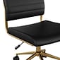 Martha Stewart Ivy Armless Faux Leather Swivel Office Chair, Black/Polished Brass (CH2209211BKGLD)
