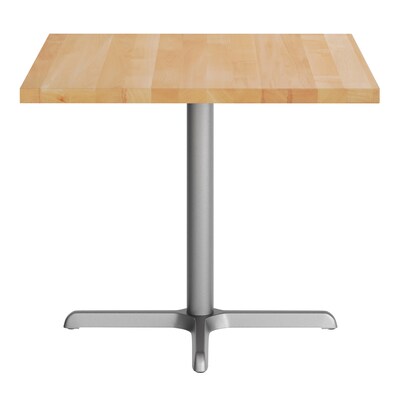 Flash Furniture Bennett Square Shaped Wooden Commercial Indoor Table, 36" x 36", Natural Top/Silver Base (GSFSQ36NTT3030S)
