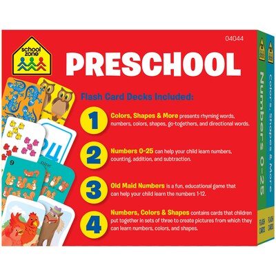 School Zone PreSchool Multi-Pack Flash Cards, 4/Pack (SZP04044)