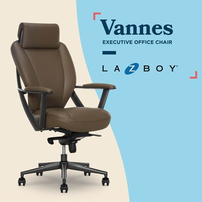 La-Z-Boy Vannes Ergonomic Polyurethane Swivel Executive Chair, Brown (60101-BRN)