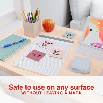 Staples Sticky Notes, 3" x 3", Ocean Mist Collection, 100 Sheets/Pad, 24 Pads/Pack (ST62875)