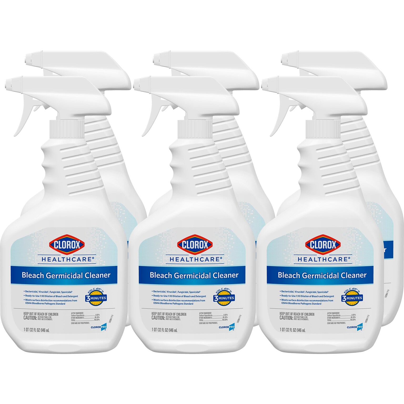 Clorox Healthcare Bleach Germicidal Cleaner Spray, Unscented, 32 oz., 6/Carton (CLO 068970CT)