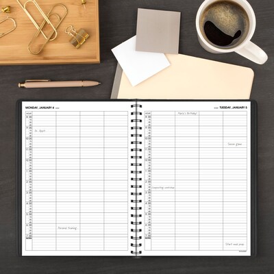 2027 AT-A-GLANCE 8" x 11" Daily Appointment Book, Faux Leather Cover, Black (70-822-05-27)