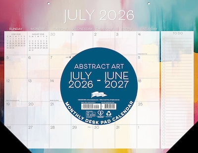 2026-2027 Willow Creek 22 x 17 Academic Weekly & Monthly Desk Pad Calendar, Abstract Art (64702)