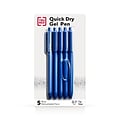 TRU RED™ Retractable Quick Dry Gel Pens, Medium Point, 0.7mm, Blue, 5/Pack (TR54495)
