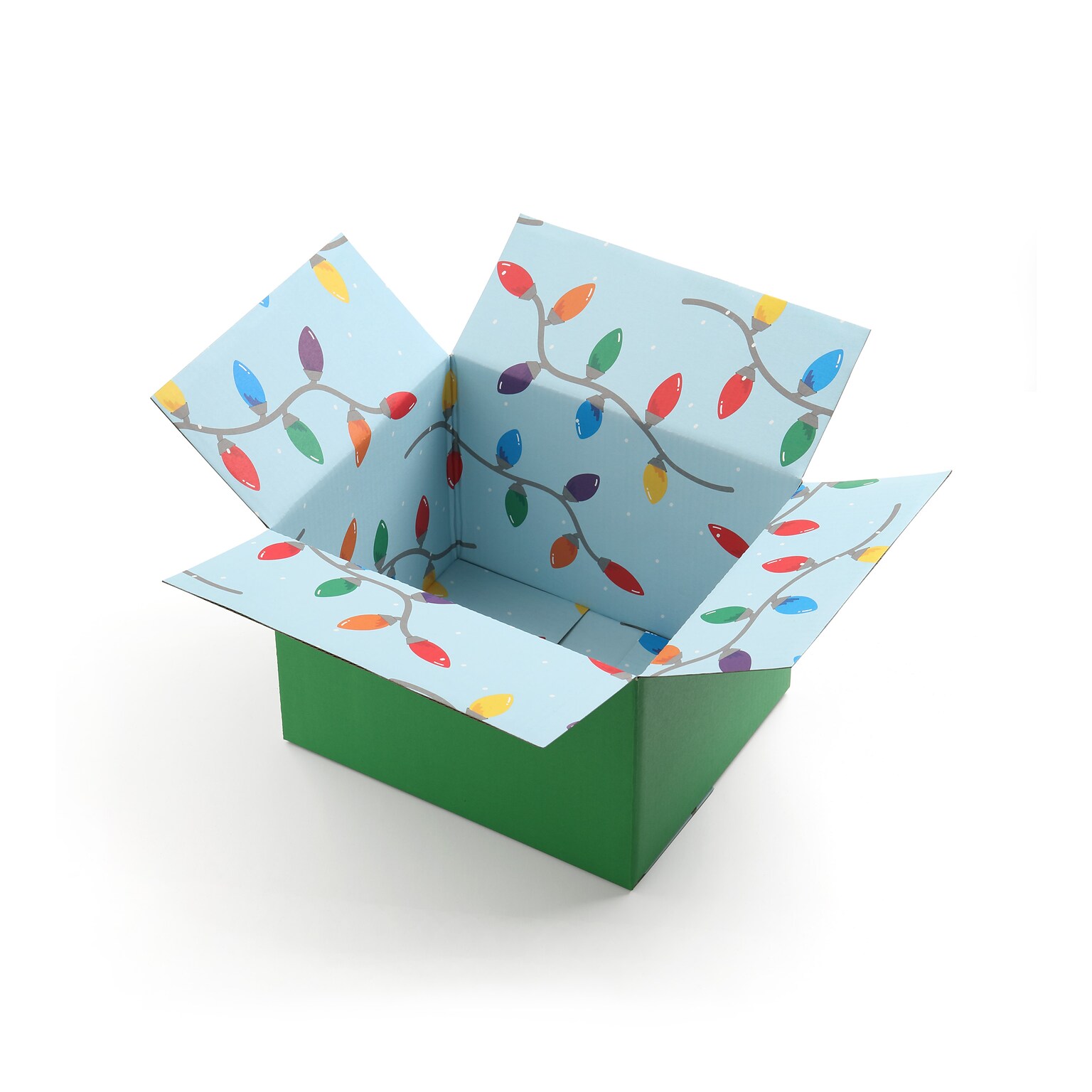 10 x 12 x 8 Decorative Holiday Lights Shipping Box, Gift Packaging, 200# Mullen Rated, 2/Pack (2023059)
