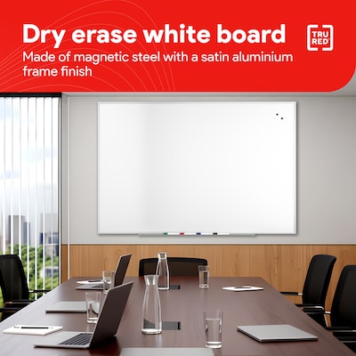 TRU RED™ Magnetic Steel Dry Erase Board, Satin Frame, 6' x 4' (TR61177)