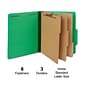 Quill Brand® 2/5-Cut Tab Pressboard Classification File Folders, 3-Partitions, 8-Fasteners, Letter, Green, 15/Box (7-44034)