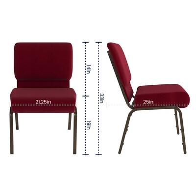Flash Furniture HERCULES Series Fabric Church Stacking Chair, Burgundy/Gold Vein Frame (FCH2214GV369)