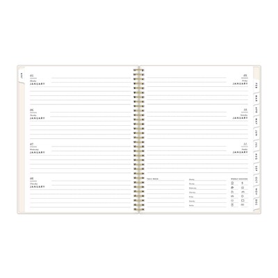 2026 Blue Sky Bespoke Letterpress Cream Hearts 8.5 x 11 Calendar Year Weekly & Monthly Planner, Plastic Cover (156227)
