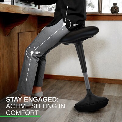 Uncaged Ergonomics Armless Wobble Active Sitting Balance Stool, Faux Leather, Black (WSL-B)