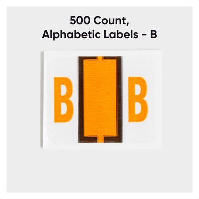 Smead BCCR Color Coded Alphabetic Labels, B, Light Orange, 500/Roll (67072)