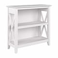 Bush Furniture Key West 30H 2-Shelf Bookcase with Adjustable Shelf, Pure White Oak (KWB124WT-03)