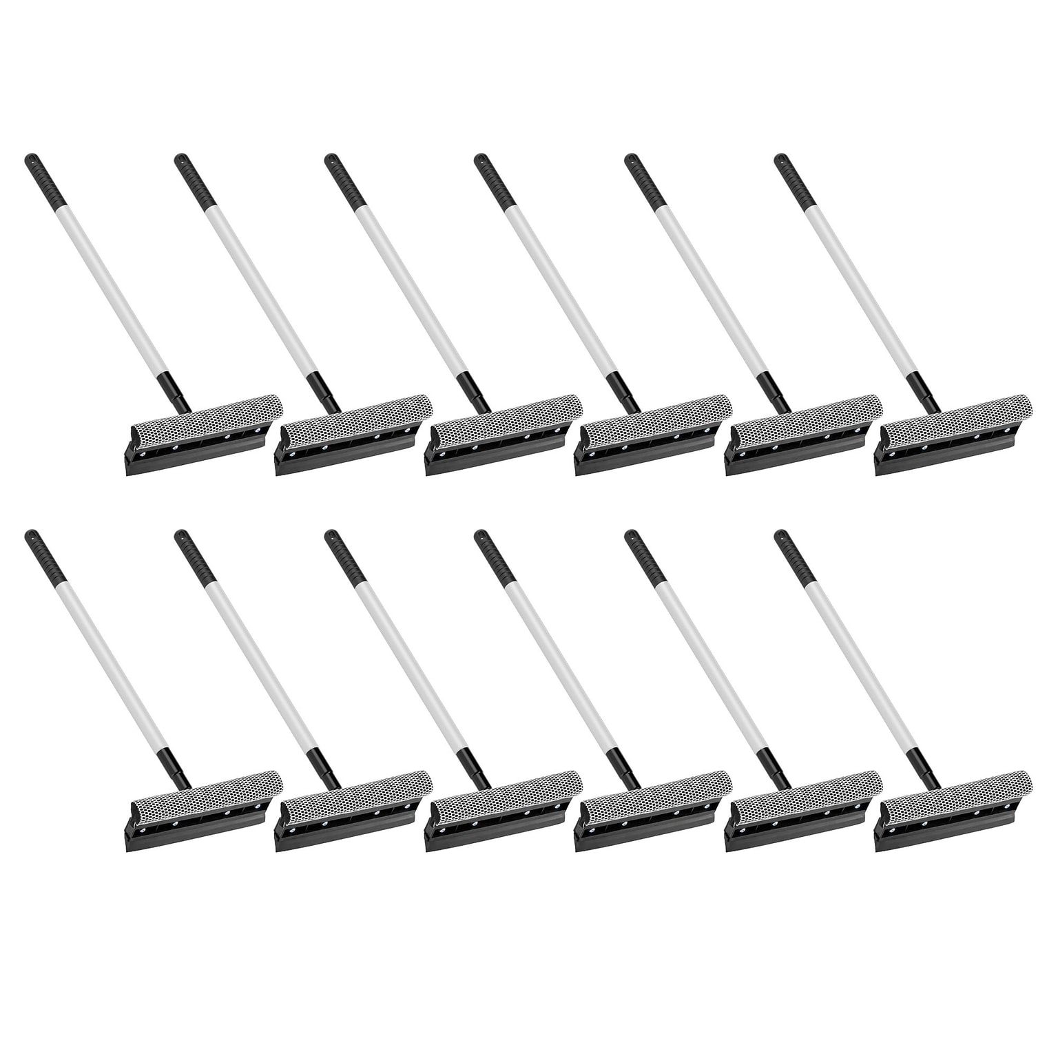 Gritt Commercial Telescoping  8 Window Squeegee & Washer, Silver/Black, 12/Carton (GRI185-8-39-12P)
