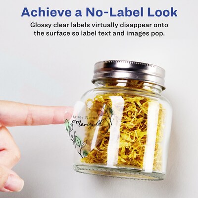 Avery Laser/Inkjet Multipurpose Labels, 1.5 x 1.5, Glossy Clear, 200/Pack (94602)