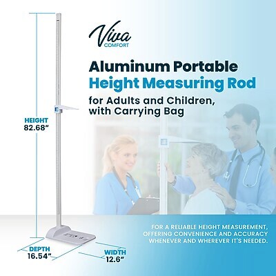 Viva Comfort Stadiometer Portable Height Measuring Rod, White (ADIME907-01-MK)