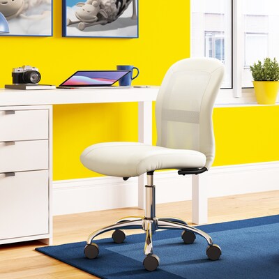 Serta Essentials Armless Ergonomic Bonded Leather/Mesh Swivel Task Chair, Cream (48740B)