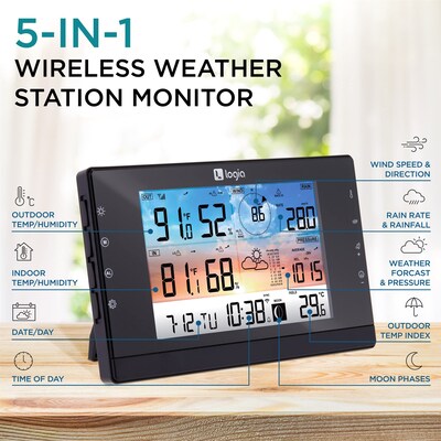 Logia 5-in-1 WiFi Weather Station w/ Solar, Indoor/Outdoor Weather Station (LOWSC511SAB)