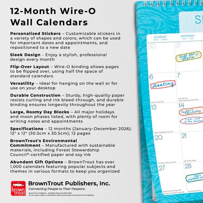 2026 BrownTrout Seaside Currents 12" x 12" Monthly Wall Calendar (9798330705498)