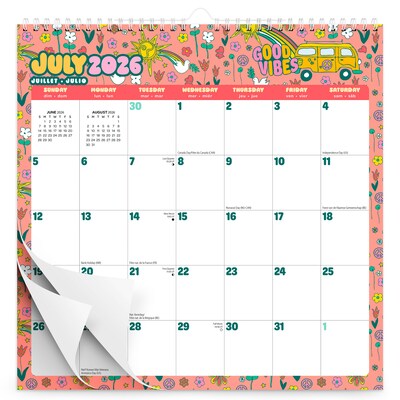 2026-2027 Plato Good Vibes 12 x 12 Academic Monthly Wall Calendar (9798330709212)