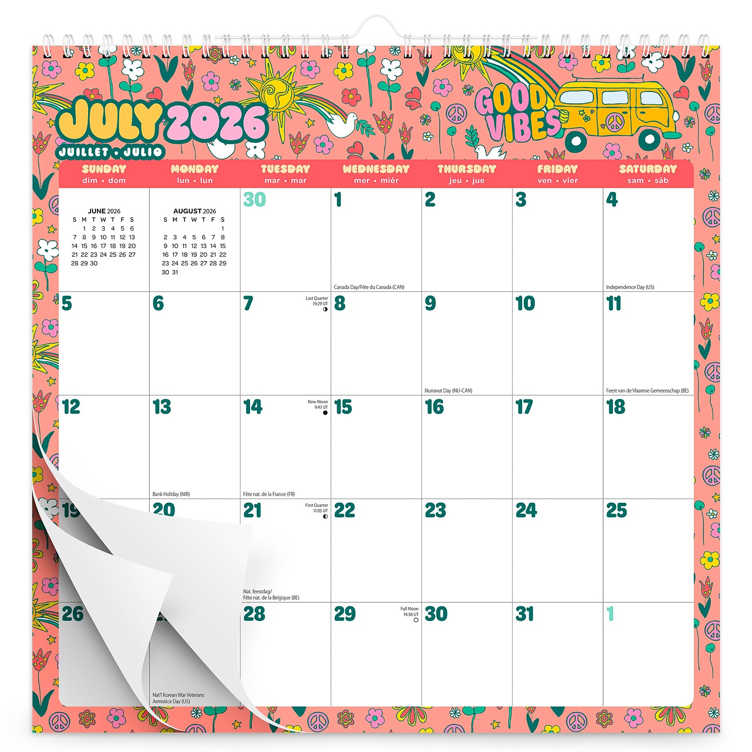 2026-2027 Plato Good Vibes 12 x 12 Academic Monthly Wall Calendar (9798330709212)