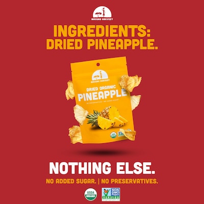 Mavuno Harvest Gluten Free Organic Dried Pineapple Fruit Snacks, 1 lb. Bag (MAHW-PNAPL1LB)