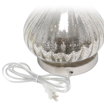 Lalia Home Speckled Mercury Tear Drop Table Lamp with Fabric Shade, White (LHT-5004-MR)