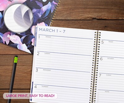 2026-2027 Overland Travelware 0.75" x 9.25" Calendar Year Weekly & Monthly Planner, Paperboard Cover, Black Floral (90688)