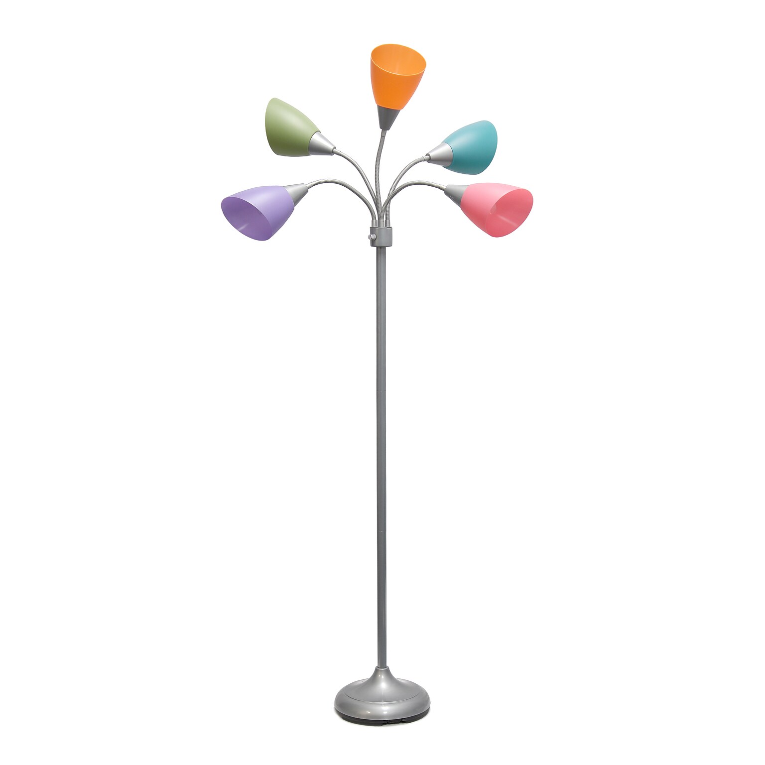Simple Designs Medusa 67 Silver Floor Lamp with Cone Shades, Multicolored (LF2006-SLM)