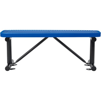 Global Industrial 4 Outdoor Steel Flat Bench, Expanded Metal, Blue (695741BL)