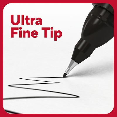 TRU RED™ Pen Permanent Markers, Ultra Fine Tip, Black, 5/Pack