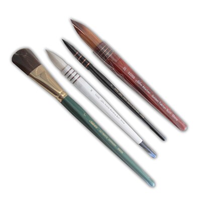 Silver Brush Synthetic Brushes, Assorted, 4/Pack (SLVQL5357)