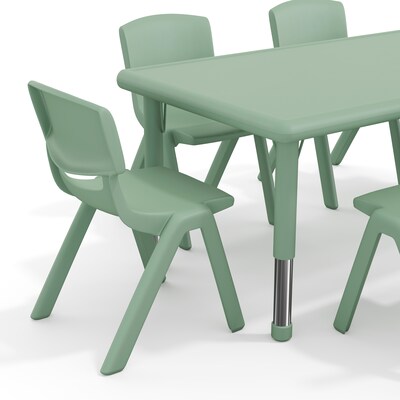 Flash Furniture Emmy Rectangular Activity Table Set, 48" x 24", Height Adjustable, Sage (YCX13RECTTBSGEE)