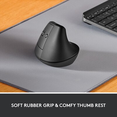 Logitech Lift Left for Business Wireless Ergonomic Left Handed Optical Mouse, Graphite (910-006467)