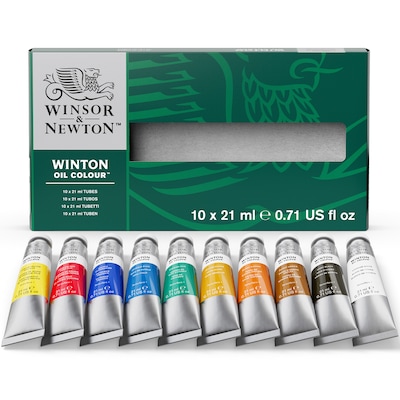Winsor and Newton Winton Oil Color Paint Tube Set, Assorted Colors, 21 mL, 10/Set (WNX1490618)