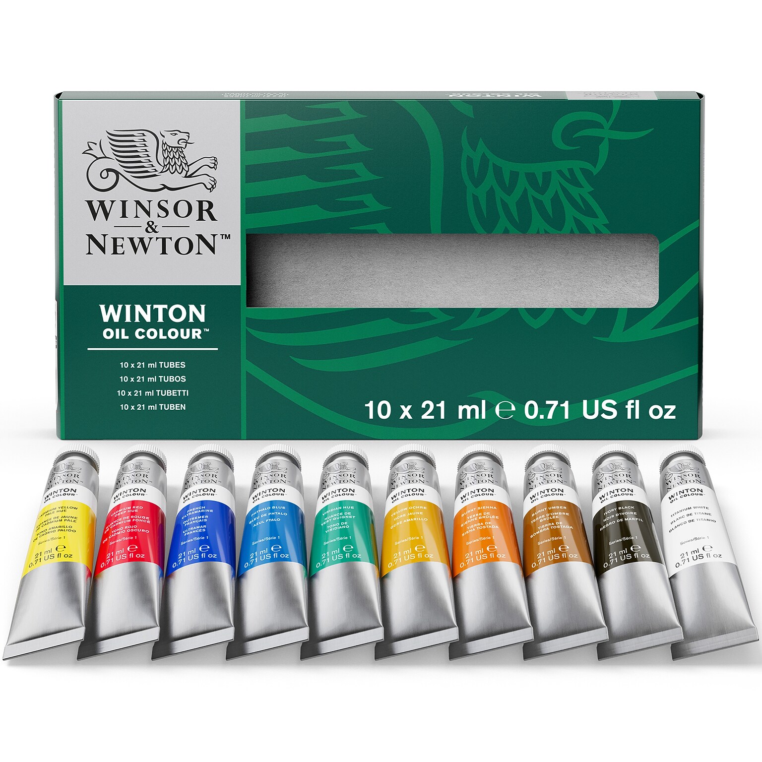 Winsor and Newton Winton Oil Color Paint Tube Set, Assorted Colors, 21 mL, 10/Set (WNX1490618)