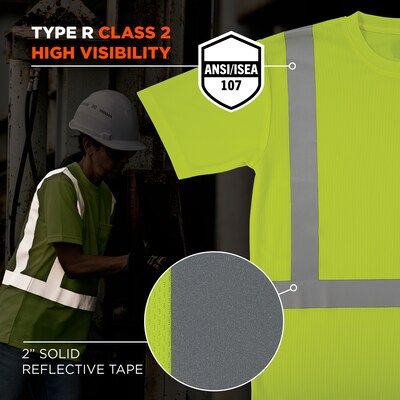 Ergodyne GloWear 8282 High Visibility Short Sleeve T-Shirt, ANSI Type R Class 2, Lime, Small (21832)