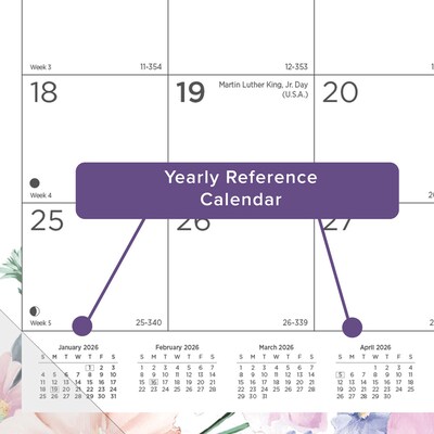 2026 Blueline Colorful Passion Floral 22" x 17" Monthly Desk Pad Calendar, Multi (C194113)